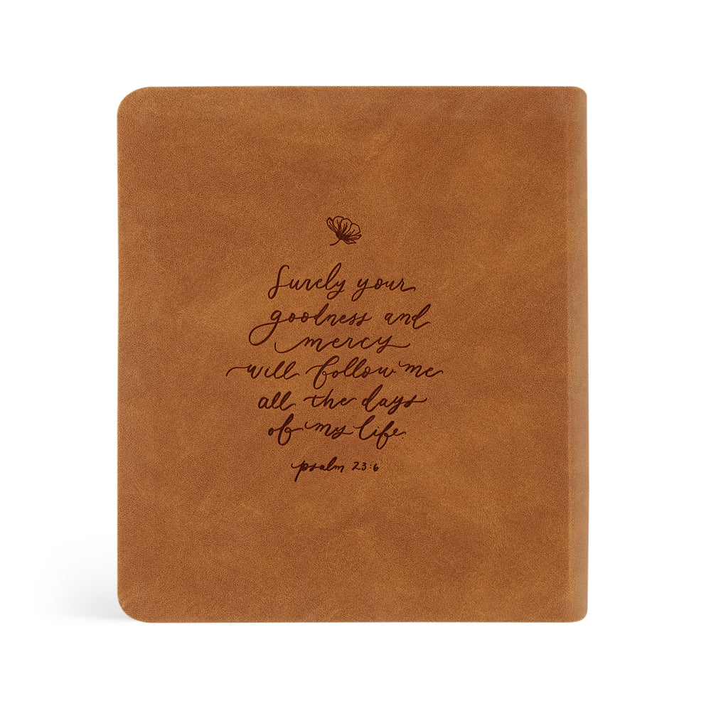 Amelia-5-Year-Prayer-Journal-Brown-Suede-Leather-Floral-One-Thing-I-Ask-Hosanna-Revival