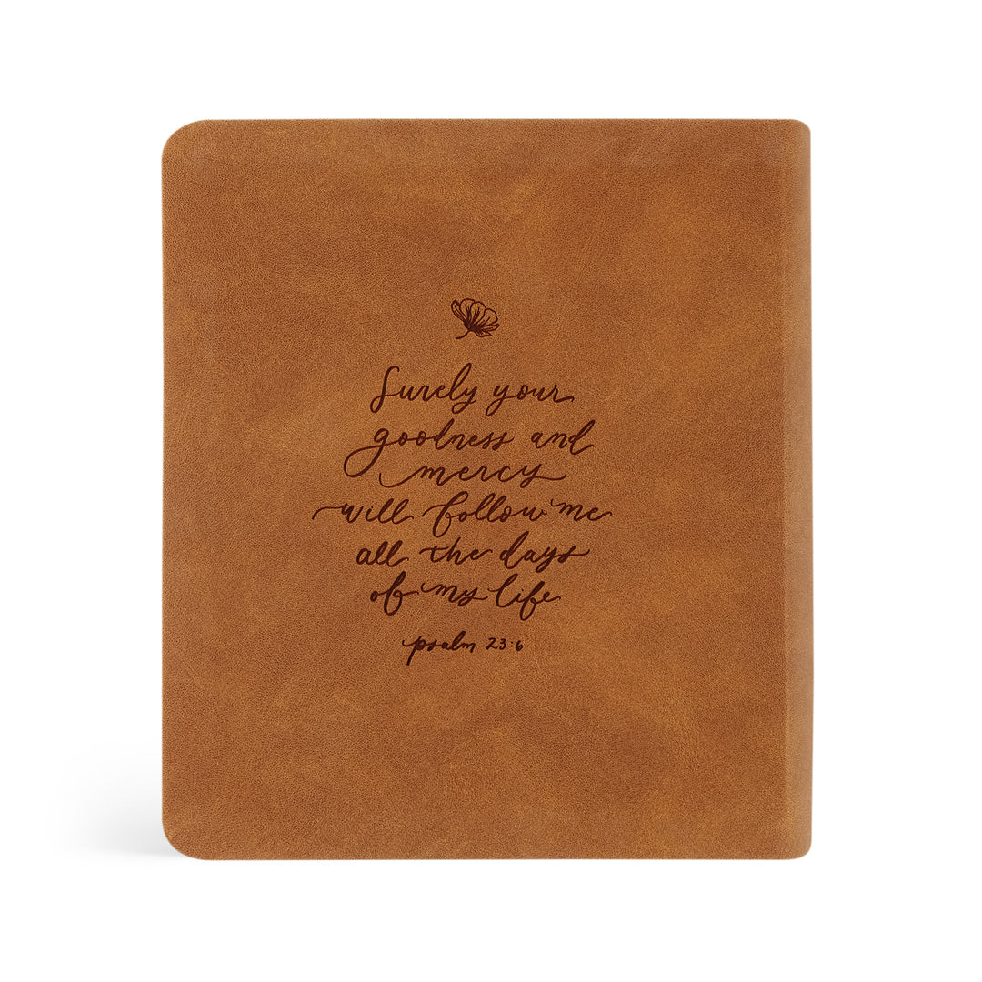 Amelia-5-Year-Prayer-Journal-Brown-Suede-Leather-Floral-One-Thing-I-Ask-Hosanna-Revival