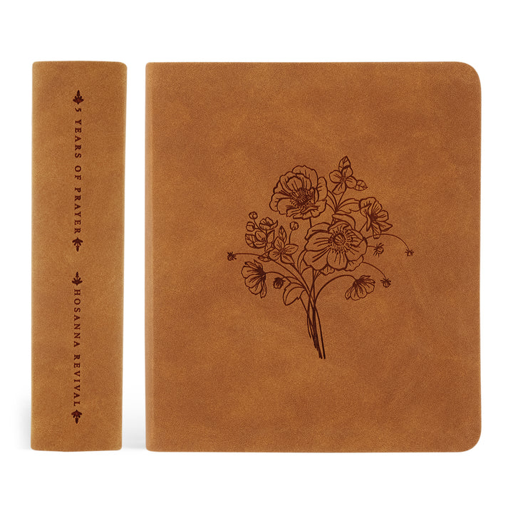 Amelia-5-Year-Prayer-Journal-Brown-Suede-Leather-Floral-One-Thing-I-Ask-Hosanna-Revival