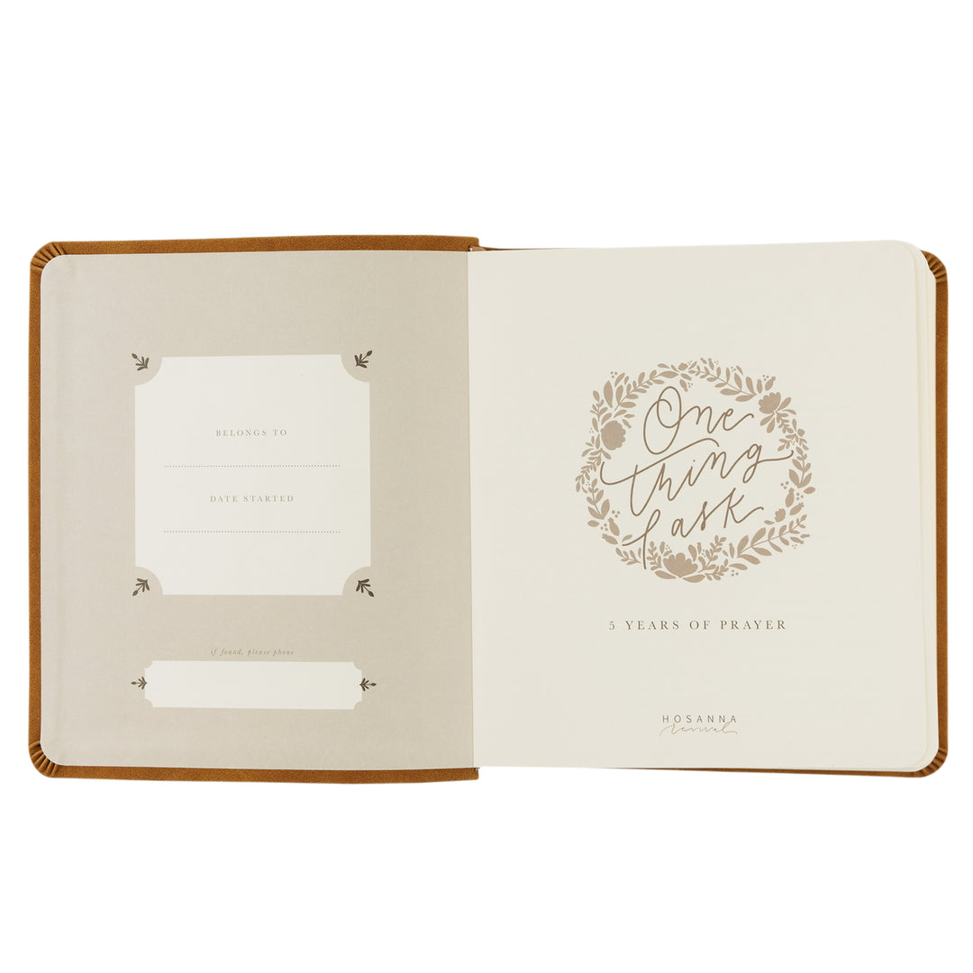 Amelia-5-Year-Prayer-Journal-Brown-Suede-Leather-Floral-One-Thing-I-Ask-Hosanna-Revival