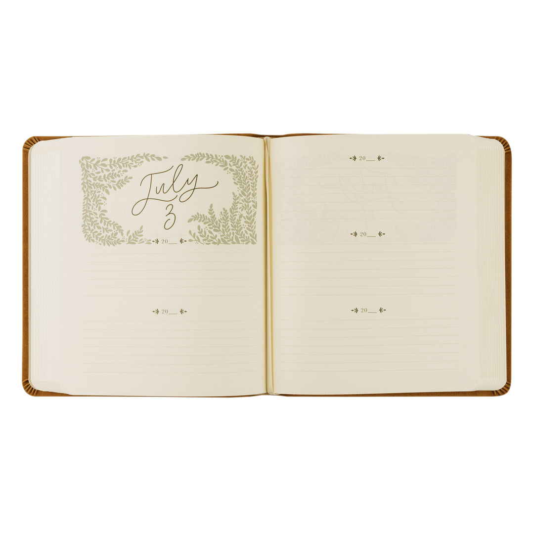 Amelia-5-Year-Prayer-Journal-Brown-Suede-Leather-Floral-One-Thing-I-Ask-Hosanna-Revival