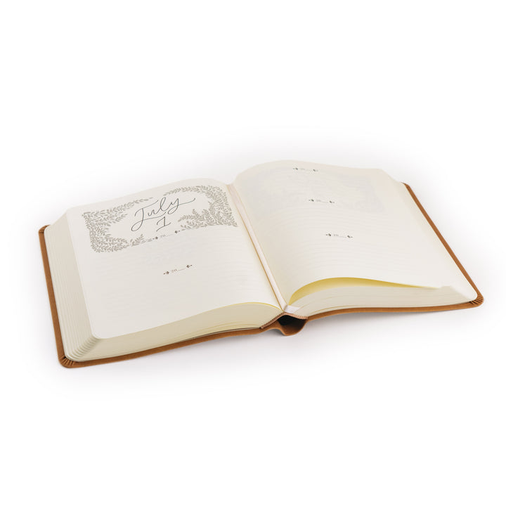 Amelia-5-Year-Prayer-Journal-Brown-Suede-Leather-Floral-One-Thing-I-Ask-Hosanna-Revival