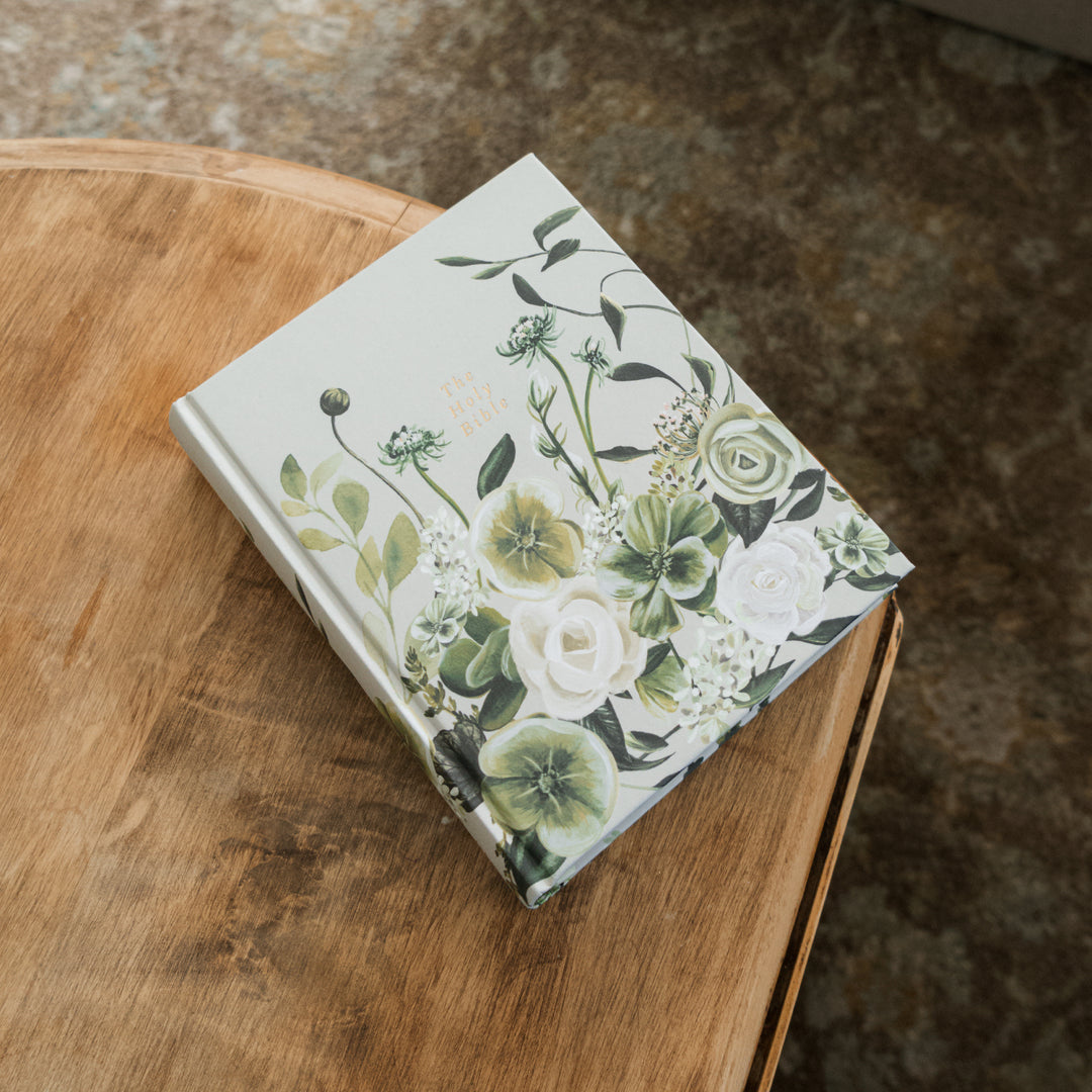 Dorset-CSB-Notetaking-Bible-Journaling-Neutral-Gray-Green-Painted-Floral-Hosanna-Revival