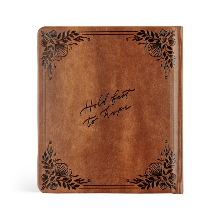 Edinburgh-5-Year-Prayer-Journal-Brown-Leather-Floral-Frame-One-Thing-I-Ask-Hosanna-Revival