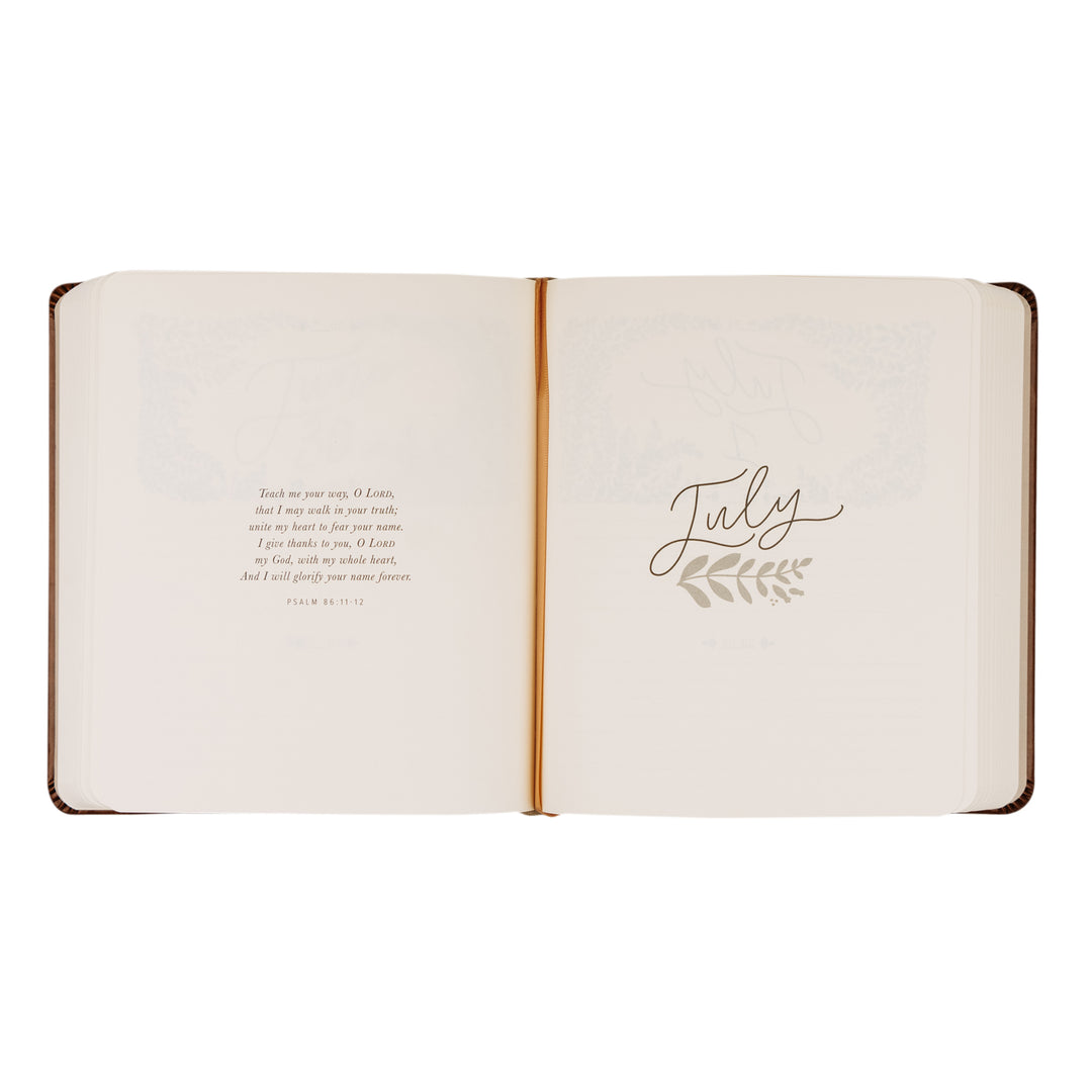 Edinburgh-5-Year-Prayer-Journal-Brown-Leather-Floral-Frame-One-Thing-I-Ask-Hosanna-Revival