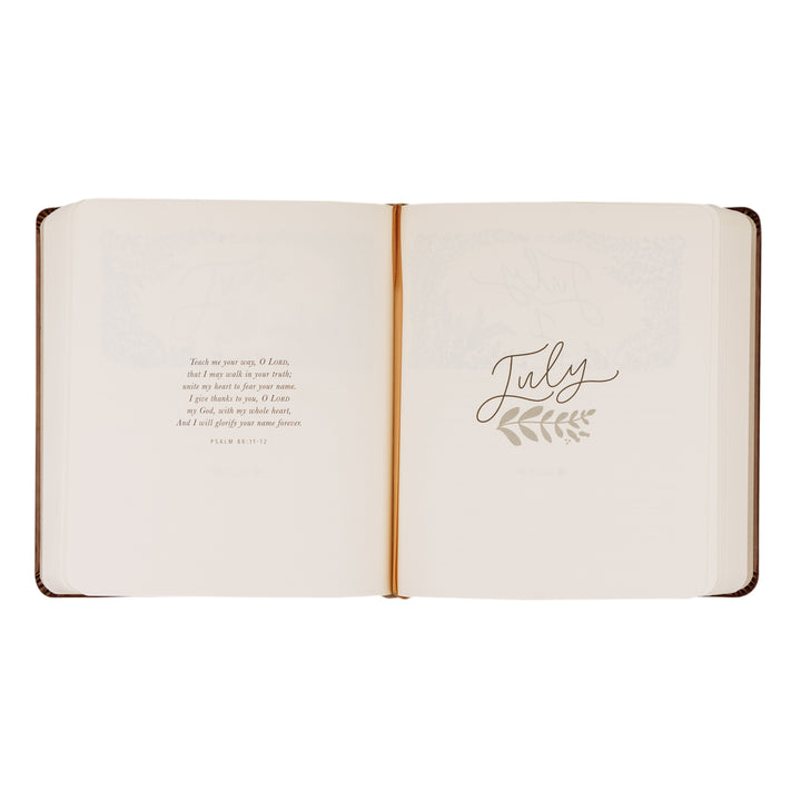 Edinburgh-5-Year-Prayer-Journal-Brown-Leather-Floral-Frame-One-Thing-I-Ask-Hosanna-Revival