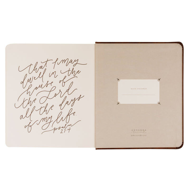 Edinburgh-5-Year-Prayer-Journal-Brown-Leather-Floral-Frame-One-Thing-I-Ask-Hosanna-Revival