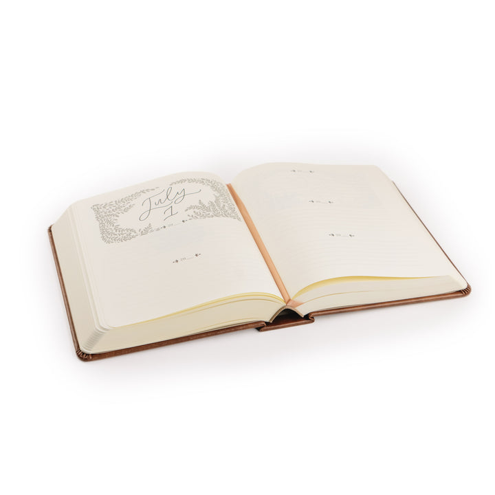 Edinburgh-5-Year-Prayer-Journal-Brown-Leather-Floral-Frame-One-Thing-I-Ask-Hosanna-Revival