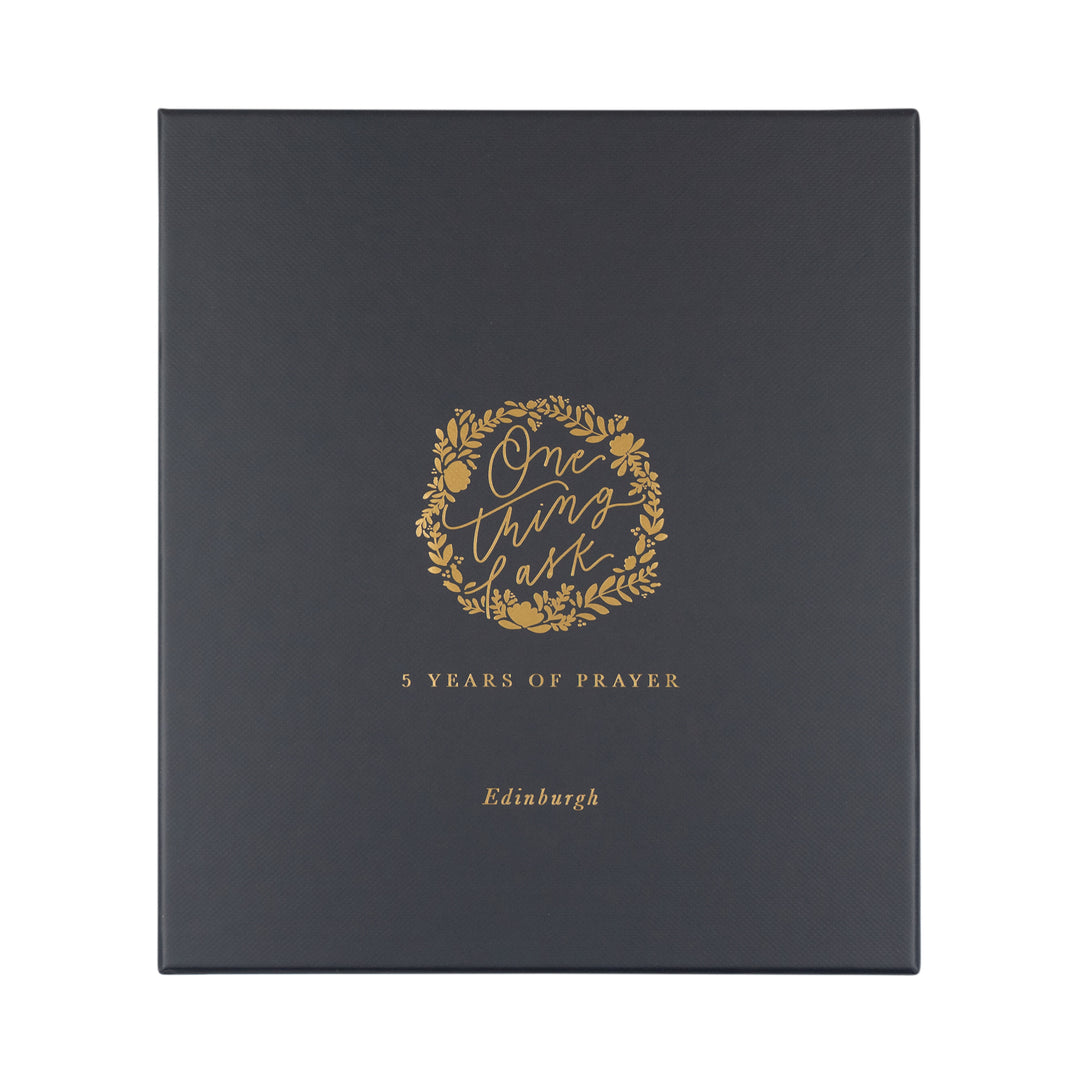 Edinburgh-5-Year-Prayer-Journal-Brown-Leather-Floral-Frame-One-Thing-I-Ask-Hosanna-Revival