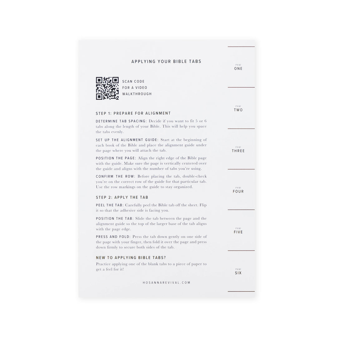 Gold-Foil-Bible-Tabs-Cream-Paper-Embossed-Sticker-Index-Instructions-Sheet-Hosanna-Revival