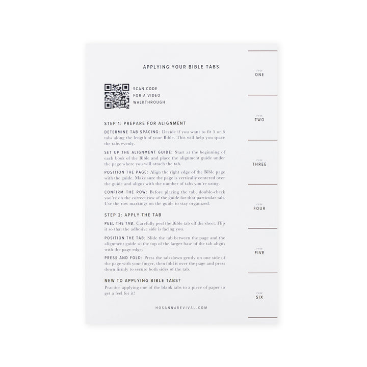 Gold-Foil-Bible-Tabs-Cream-Paper-Embossed-Sticker-Index-Instructions-Sheet-Hosanna-Revival
