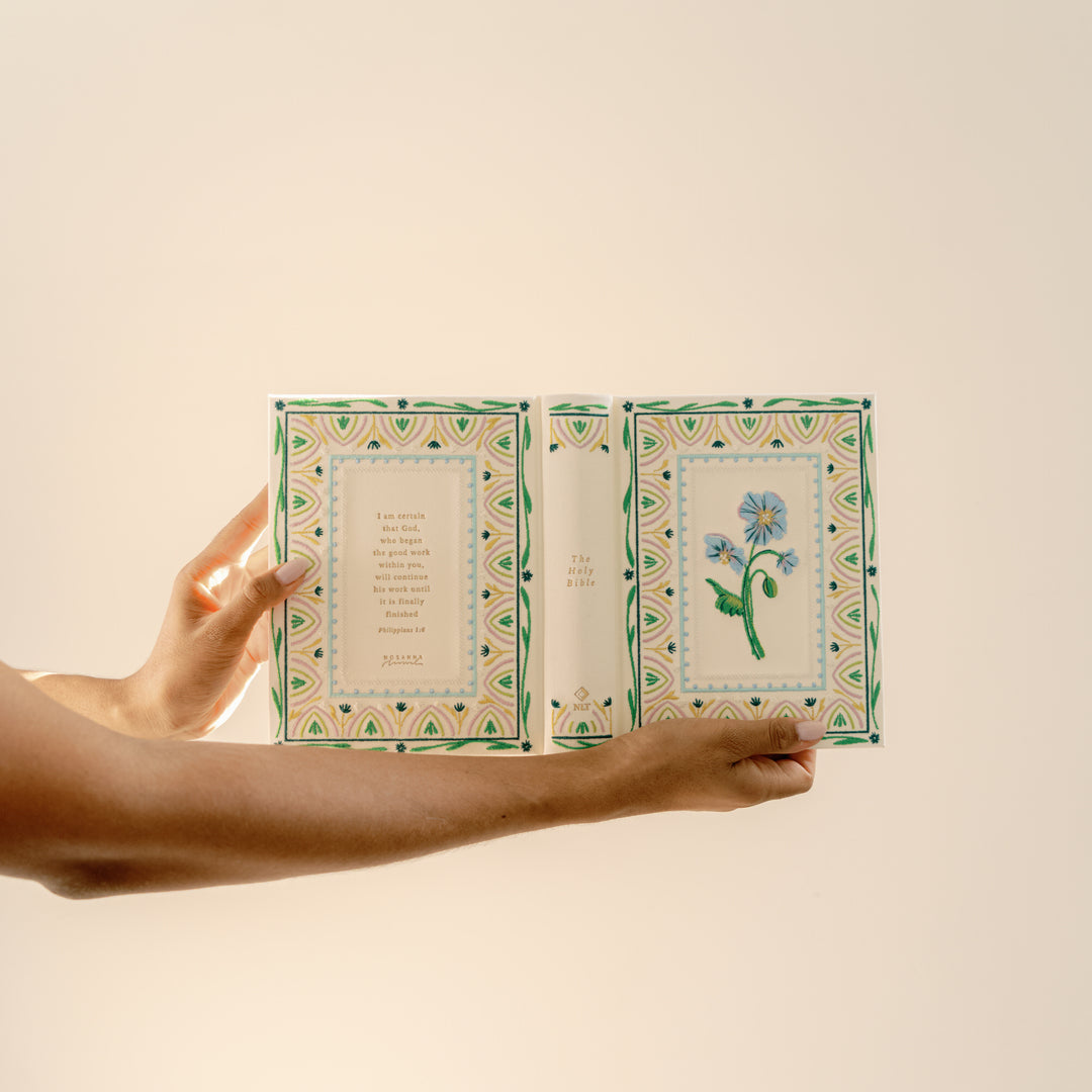 Lisbon-NLT-Notetaking-Bible-Embroidered-Floral-Frame-Blue-Green-Hosanna-Revival