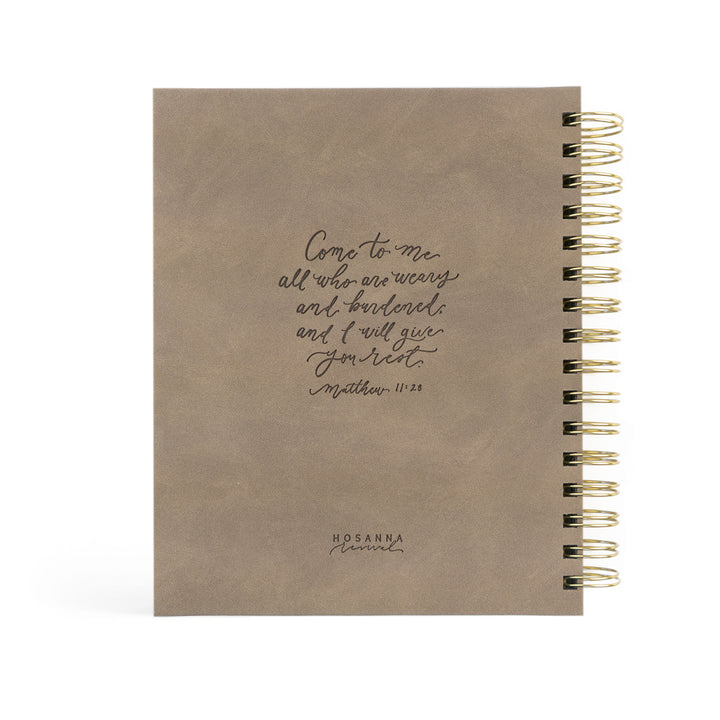 Brown Planner with text and 'Hosanna Revival' branding on a white background