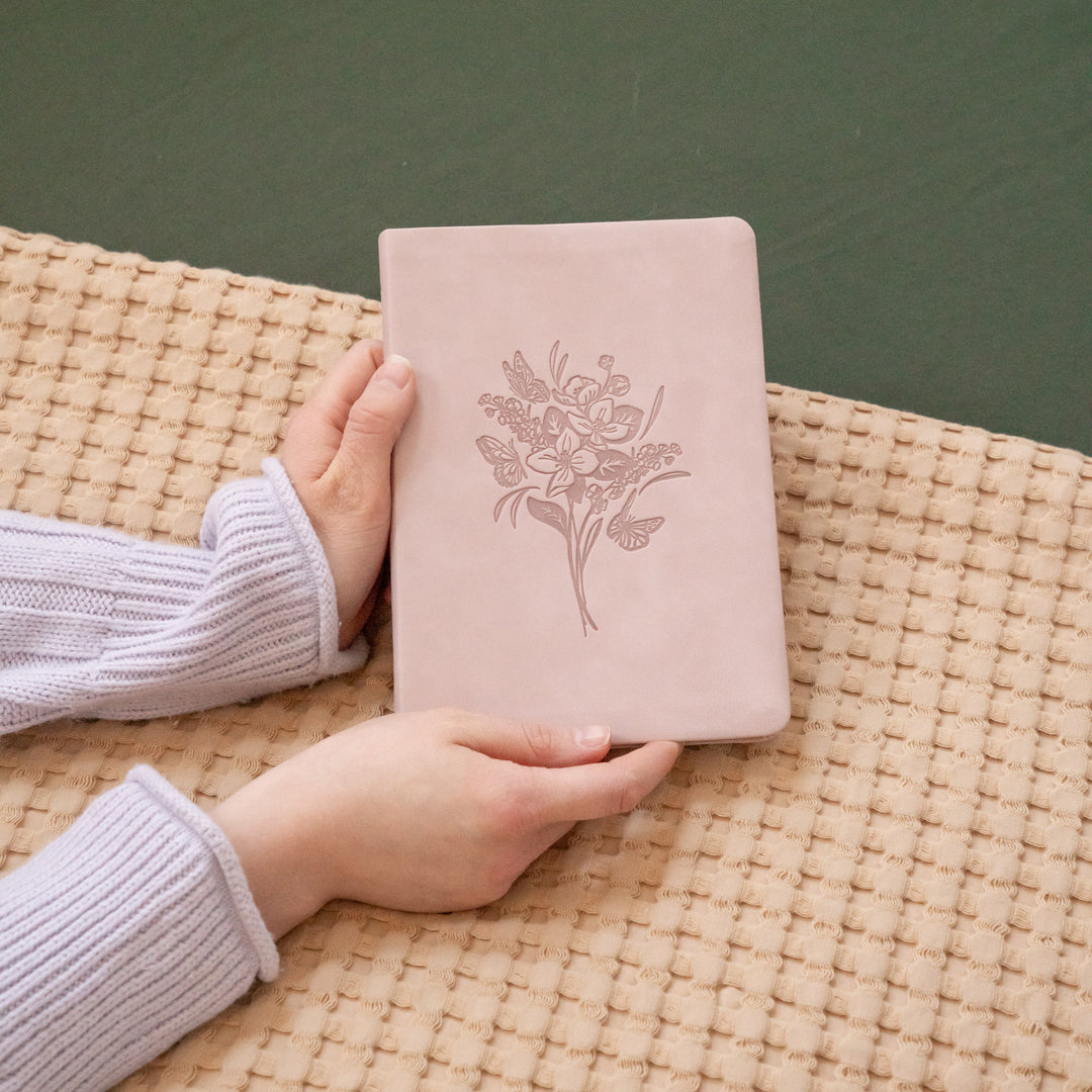 Shiloh-Notebook-Pink-Flower-Bouquet-Suede-Leather-Hosanna-Revival