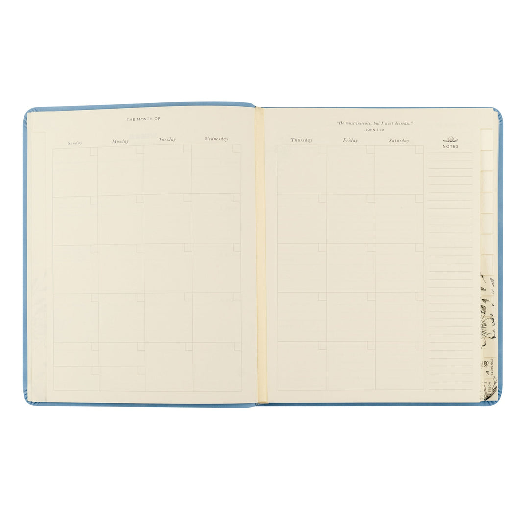 Open notebook with lined pages on a white background