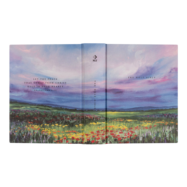 Book with a colorful landscape design on the cover