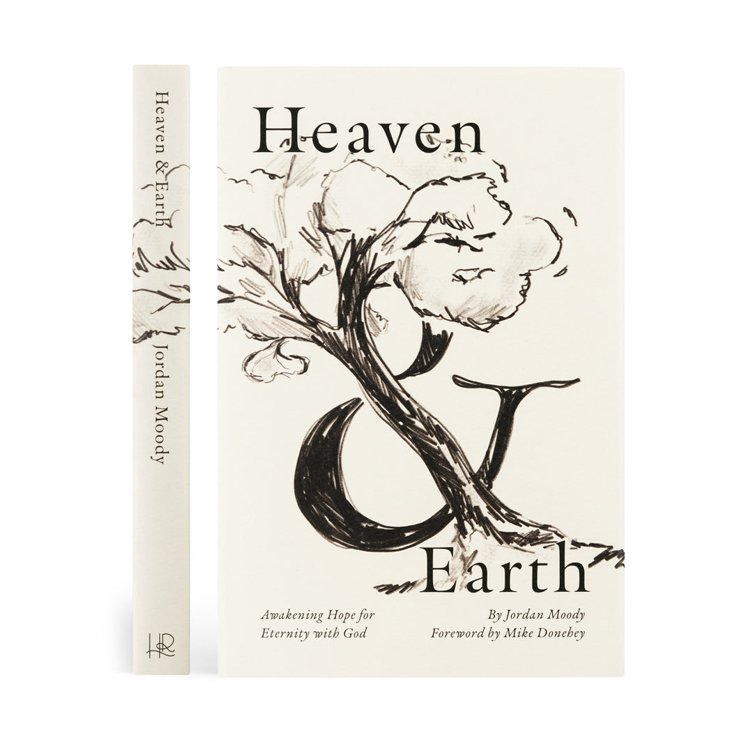 Book cover of 'Heaven & Earth' by Jordan Moody with a tree and moon illustration.