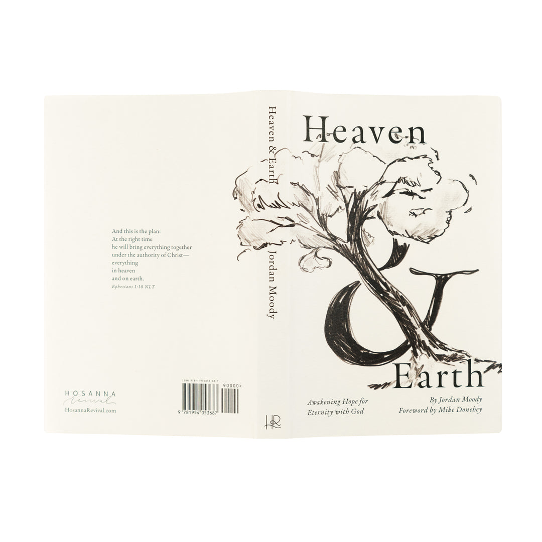 Book cover of 'Heaven & Earth' with a tree design on a white background