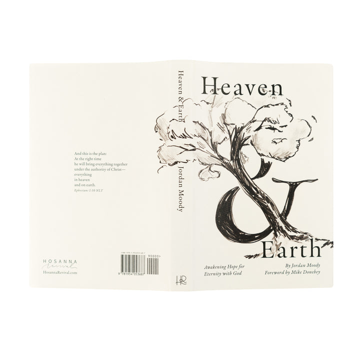 Book cover of 'Heaven & Earth' with a tree design on a white background