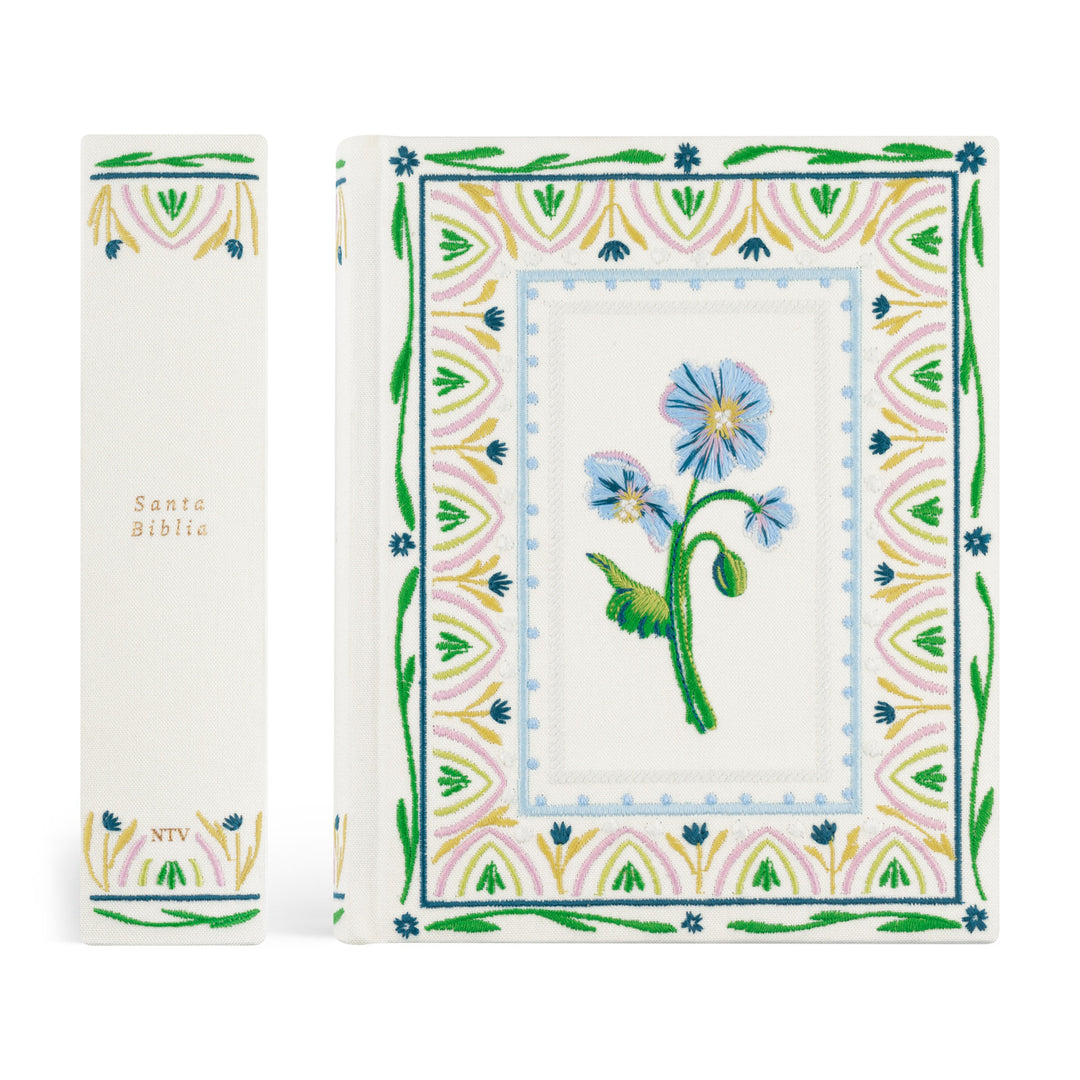 Decorative book cover with floral design and colorful border on a white background