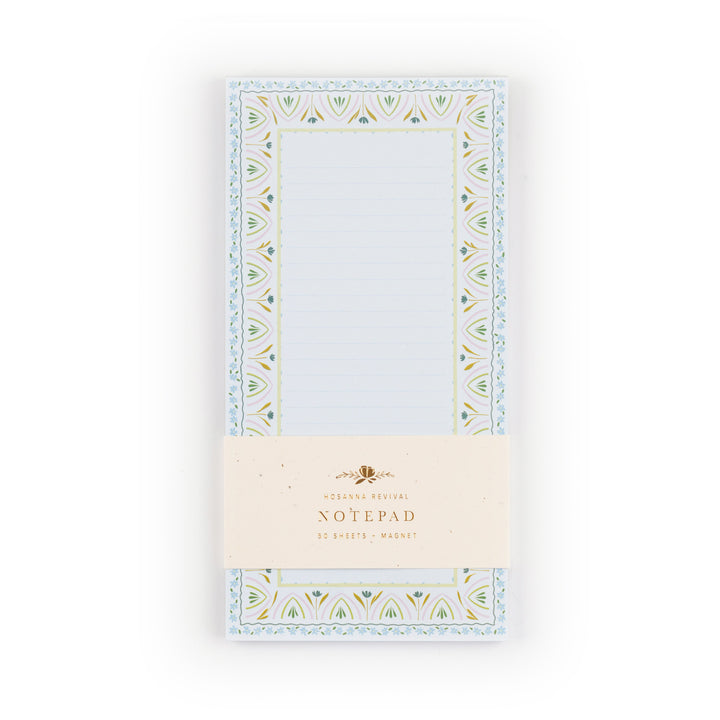 Notepad with decorative border on a white background