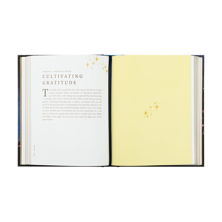 Open book with text on a white background